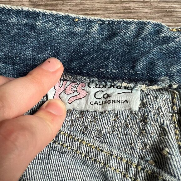 Vintage 80s Yes Clothing Co. Bedazzled Jeweled Dark Wash Denim Jeans Size 12 - Picture 5 of 8